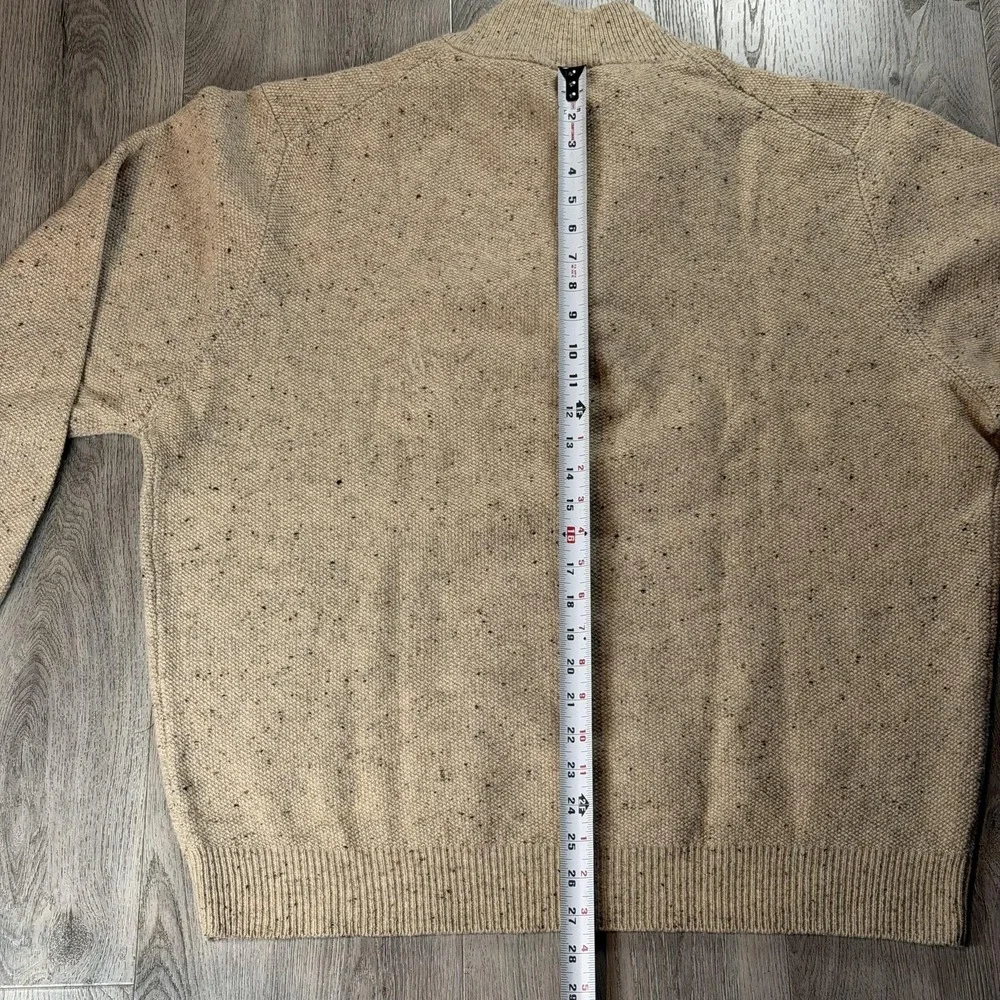 Jos. A. Bank Sweater Mens 2XL Beige‎ Lambswool 1/4 Zip Mock Neck Knit Pullover